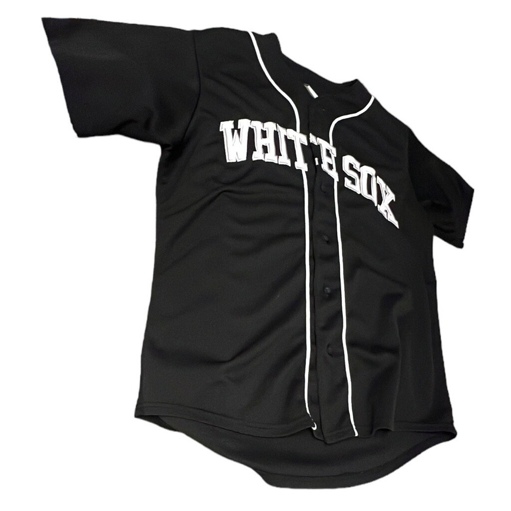 Vtg Off The Bench Chicago White Sox Baseball Jersey Tackle Twill Black Y2K Sz L